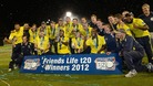 Hampshire's captain Dimitri Mascarenhas lifts the Trophy