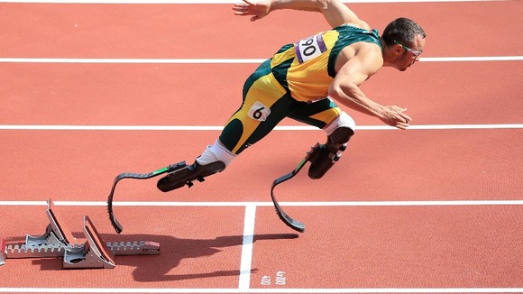 Oscar Pistorius in the Men's 400m Heats during day eight of the London Olympic Games