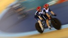 Lora Turnham and Fiona Duncan (front) during the training session at the Velodrome in the Olympic Park
