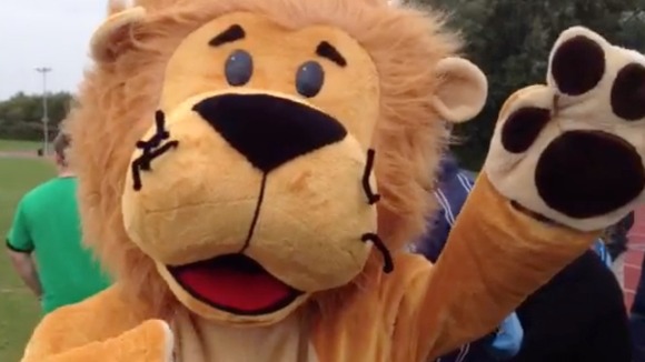 A mascot gets the crowds going at the Diabetic Games