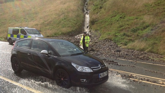 Car going over rocks