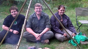 Rob Challinor, sister Kelly-Ann and Ray Mears
