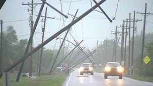 Isaac at the height of the storm hitting the US Gulf