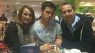 Oliver Lilburn, centre, with his parents Justine and Colin
