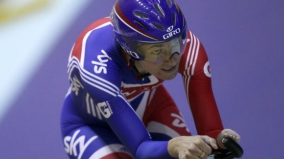 Sarah Storey from Manchester has posted the record time in her qualifying heat of the individual pursuit.