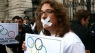 London Metropolitan University students protest outside Downing Street