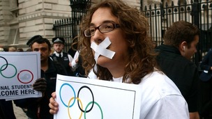 London Metropolitan University students protest outside Downing Street