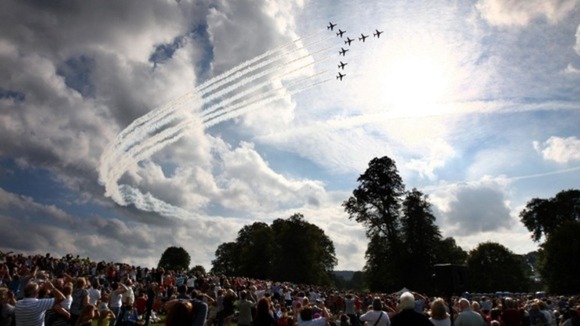 Thousands of visitors go to the Chatsworth Country Fair and are often rewarded with a Red Arrows fly over