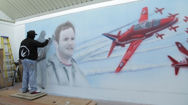 Large-scale mural commemorating Flight Lieutenant Jon Egging