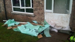 Flood house and rubble