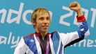 Jonathan Fox celebrates after winning gold in the Men's 100m Backstroke.