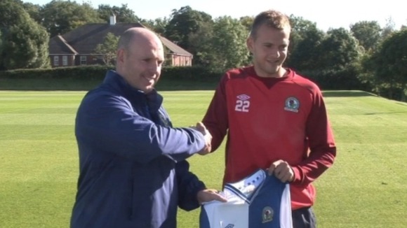 Blackburn's manager Steve Kean with new striker Jordan Rhodes.