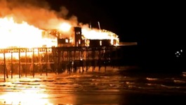 Hastings Pier on fire, October 2010