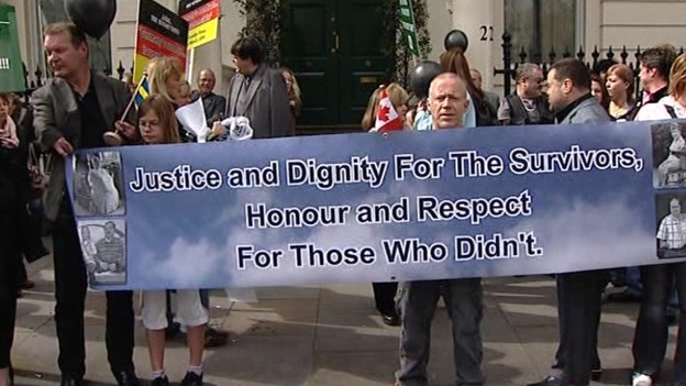 Protest outside the German Embassy in London in 2008