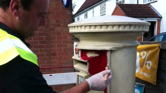 Postbox in Lowdham near Nottingham has been painted gold, celebrating Richard Whitehead's medal