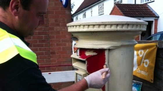 Postbox in Lowdham near Nottingham has been painted gold, celebrating Richard Whitehead's medal