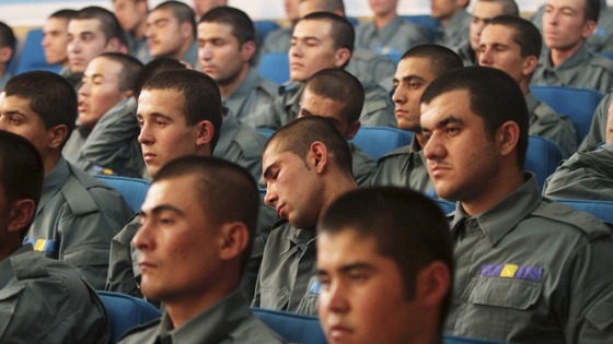 Afghan police officers during a graduation ceremony at the interior ministry in Kabul.