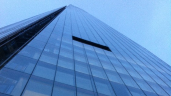The view from the bottom of The Shard in London where today's charity abseil is taking place.
