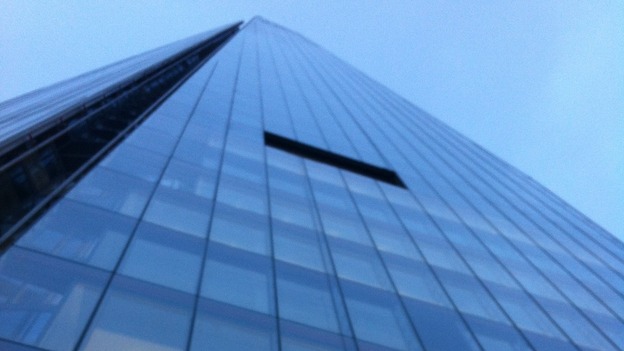 The view from the bottom of The Shard in London where today's charity abseil is taking place.