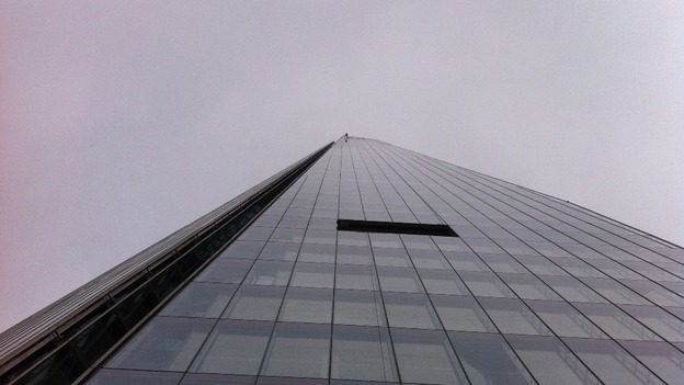Prince Andrew pictured (at the top of the building) from the bottom of The Shard.