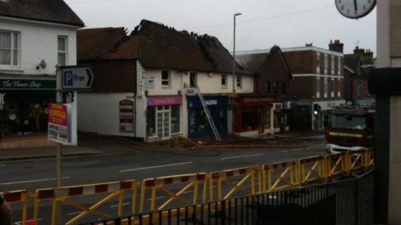 Shops damaged by fire