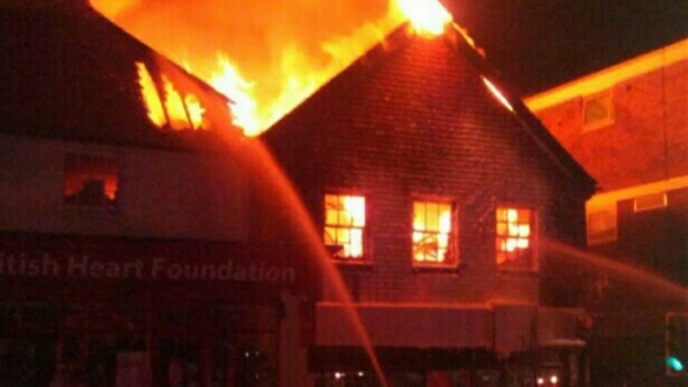 Firefighters tackle the fire in Uckfield