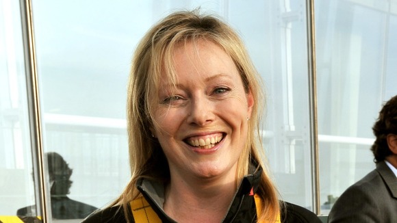 Ffion Hague said she was "glad it's over" after completing her abseil.