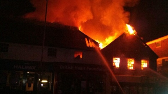 Fire takes hold of shops on Uckfield High Street