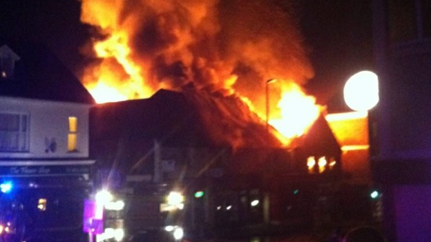 Sky turns orange during blaze in Uckfield