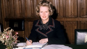 Margaret Thatcher wearing one of the outfits due to go under the hammer as she works in the House of Commons