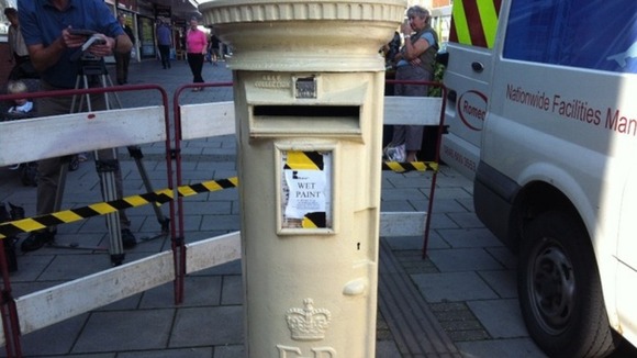 First coat of paint for Ellie Simmonds' gold post box