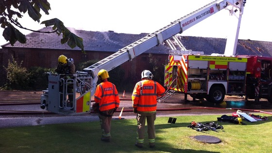 Fire crews at Bedford House Stables, Newmarket