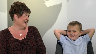 Six-year-old Alex Logan speaking to ITV News