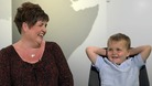 Six-year-old Alex Logan speaking to ITV News
