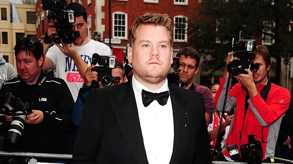 Entertainer and television presenter James Corden arrives at the bash.