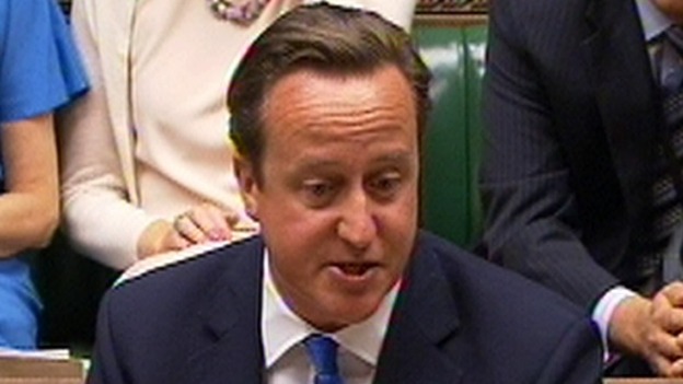 Prime Minister David Cameron speaks during Prime Minister's Questions in the House of Commons.