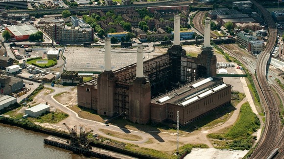 Aerial view of Battersea Power Station.
