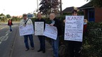 Protestors outside the Beccles Free School which opened today