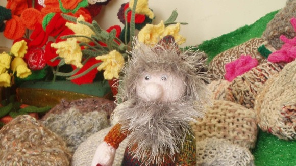 Knitted garden gnome
