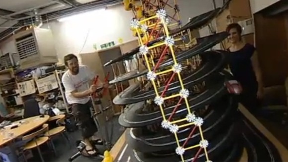 Man on treadmill powered car set