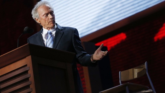 Actor Clint Eastwood addresses an empty chair and questions it as if it is U.S. President Obama