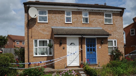 Police at the scene where fifteen year old school girl Megan-Leigh Peat was murdered