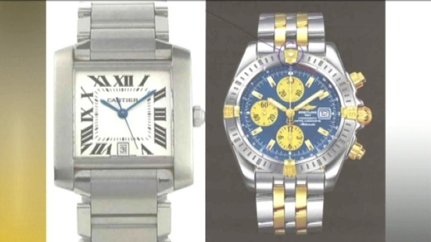 White Cartier watch and Breitling watch
