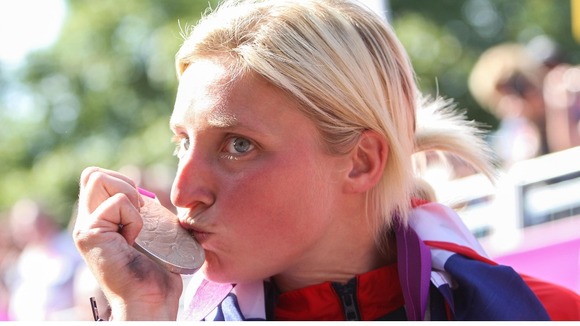 Great Britain's Shelly Woods celebrates winning Silver