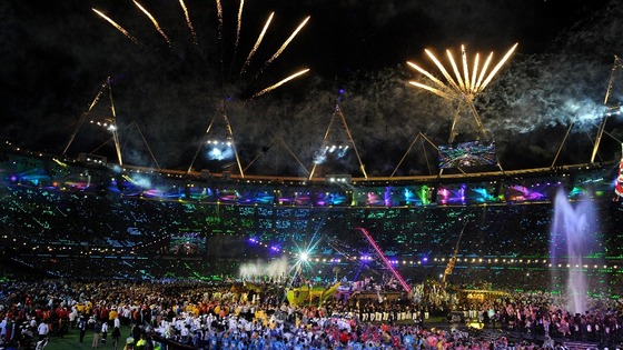 Fireworks explode during the Paralympic Games closing Ceremony 