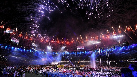 Fireworks explode during the Paralympic Games closing Ceremony 