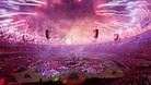 Fireworks are let off to signal the end of the Paralympic Games closing Ceremony 