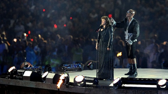 Lissa Hermans sings the national anthem at the London 2012 Paralympic Games Closing Ceremony