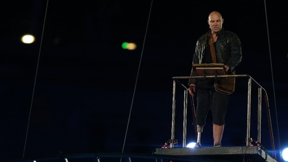 Lance Corporal Rory Mackenzie gives a speech during the Closing Ceremony