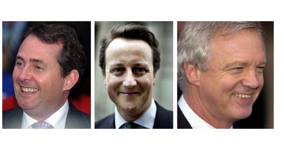 Liam Fox, David Cameron and David Davis
